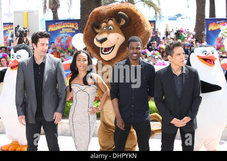 David Schwimmer, Jada Pinkett Smith, Chris Rock, Ben Stiller 'Madagascar 3' photocall - durante il sessantacinquesimo Cannes Film Festival Cannes, Francia - Credito 17.05.12 obbligatori: WENN.com Foto Stock