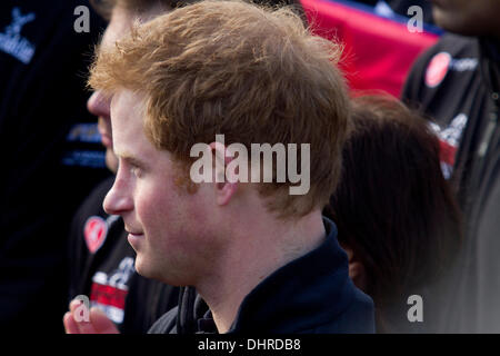 Trafalgar Square Londra,UK. 14 novembre 2013. Il principe Harry ha lanciato il walking i feriti davanti al Polo Sud sfida, una spedizione che coinvolge 3 squadre di soldati feriti e donne che trek attraverso 200 miglia dell'artico Polo Sud Credito: amer ghazzal/Alamy Live News Foto Stock