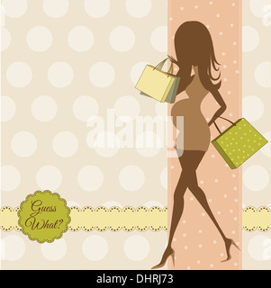 Annuncio baby card con bella donna in stato di gravidanza Foto Stock