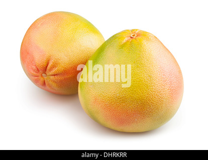 Pomelo due isolati su bianco Foto Stock