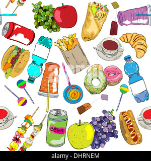 Fast food pattern colorati Foto Stock