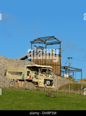 Terex TR35 Autocarro con cassone ribaltabile. Shap Beck cava, Shap, Cumbria, England, Regno Unito, Europa. Foto Stock