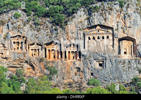 Lycian Rock tombe Dalyan Turchia Foto Stock