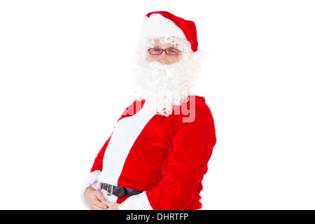 Babbo Natale felice circa il tempo di Natale Foto Stock