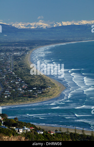 Bocca di Avon e Heathcote fiumi e nuova spiaggia di Brighton, Christchurch, Canterbury, Isola del Sud, Nuova Zelanda Foto Stock