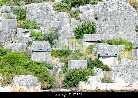 Lycian tombe in Turchia Kale Foto Stock