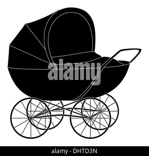 Baby pram, silhouette nera Foto Stock