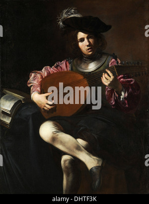 Liuto - Lettore di Valentin de Boulogne, 1626 Foto Stock