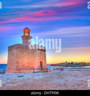 Ciutadella Castell de Sant Nicolas tramonto Castillo San Nicolas in Ciudadela Isole Baleari Foto Stock