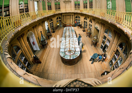 Paesi Bassi, Haarlem, Teylers Museum il museo più antico, aperto al pubblico dal 1784. Angolo di alta vista sulla sala ovale. Visitatori Foto Stock