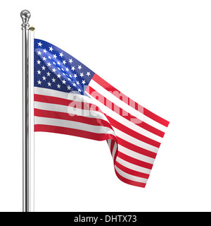 Bandiera americana isolato su bianco Foto Stock