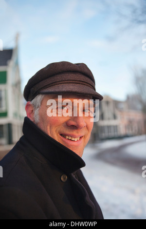 Paesi Bassi, Zaanse Schans vicino a Zaandam, aria aperta di attrazione turistica. L'inverno. Miller Foto Stock