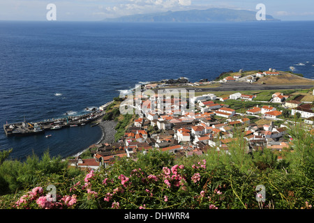 Panorama dell'isola di Corvo nell'Oceano Atlantico Azzorre Portogallo Foto Stock