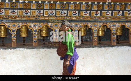 La preghiera buddista Mills, Lobesa, Bhutan Foto Stock