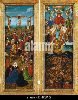 La Crocifissione e il giudizio ultimo dittico - di Jan van Eyck, ca. 1435-40 Foto Stock