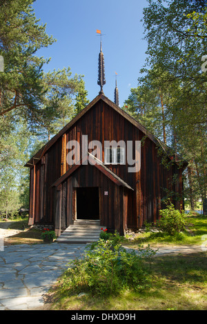 Il 'Lapp Chiesa' di Sodankylä è uno della Finlandia più antiche chiese di legno. È stato costruito di tronchi da lavoro locale nel 1689. Foto Stock