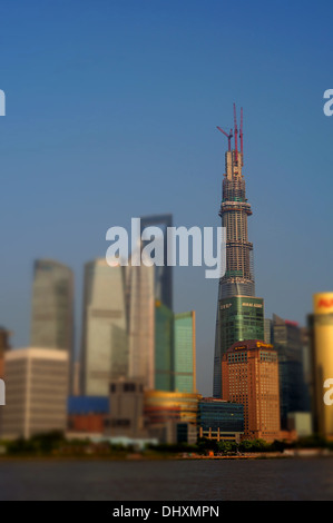 Shanghai Tower in costruzione, Pudong, Shanghai, Cina Foto Stock