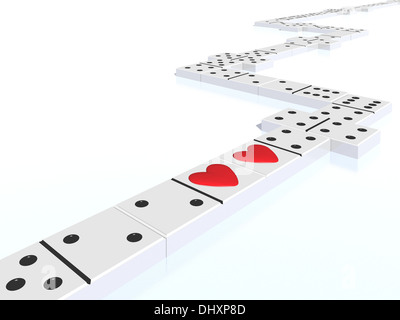 Domino con cuore Foto Stock