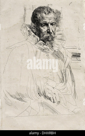 Ritratto di Pieter Brueghel il Giovane - da Anthony van Dyck, 1500's Foto Stock