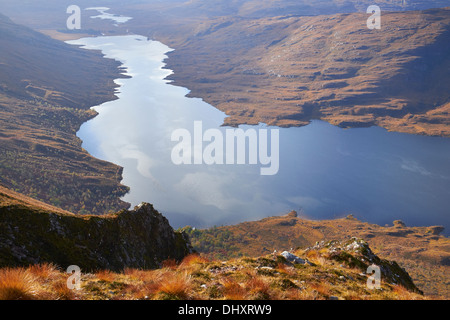 Vista aerea del Loch Damh nelle Highlands scozzesi, UK. Foto Stock