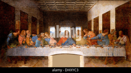 L Ultima Cena - Leonardo da Vinci, 1498, Santa Maria delle Grazie, Milano, Italia Foto Stock