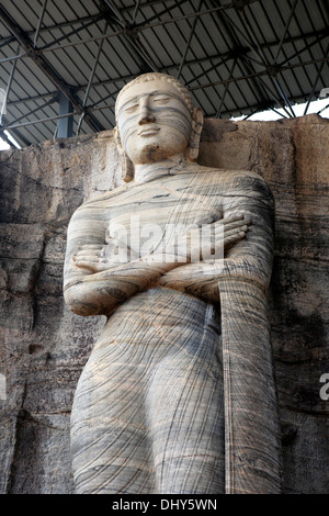 Scultura di Buddha (XII secolo), Gal Vihara, Sri Lanka Foto Stock