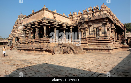 Tempio Airavatesvara (XII secolo), Darasuram, Tamil Nadu, India Foto Stock