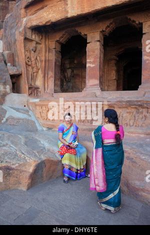 Tempio indù (VIII secolo), Badami, Karnataka, India Foto Stock