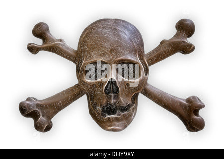 Cranio e crossbones su sfondo bianco. Il Teschio e Ossa Croce. Foto Stock
