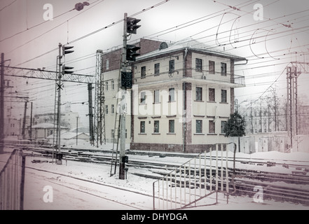 Vista di Leningradsky Stazione ferroviaria a Mosca Foto Stock