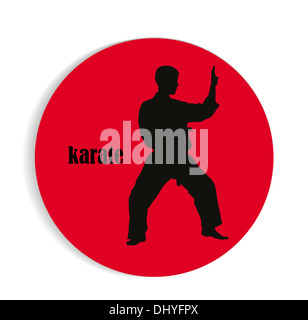 Illustrazione, silhouette dell uomo del karate innestata Foto Stock