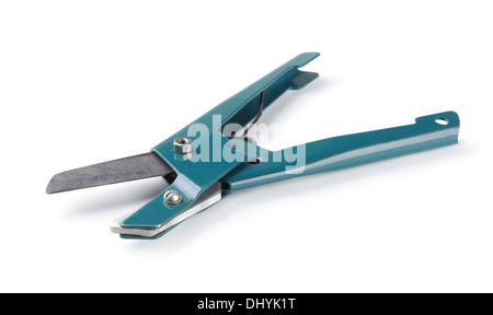 Secateurs verdi su sfondo bianco Foto Stock