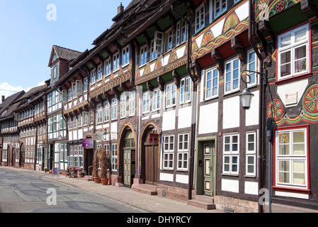 Semi-case con travi di legno in piazza del mercato, Einbeck, Bassa Sassonia, Germania, Europa Foto Stock