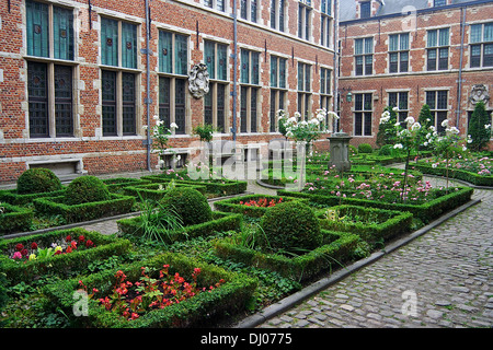 Giardino nel cortile del Museo Plantin-Moretus, Anversa Foto Stock