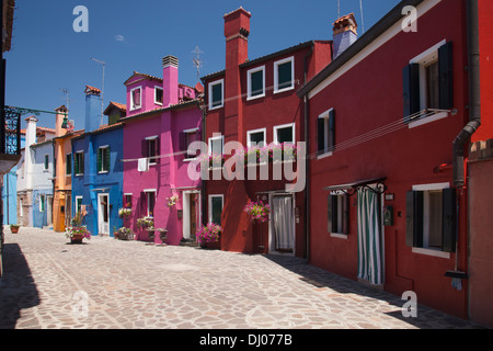 Burano - case colorate, laguna di Venezia, Venezia, Italia Foto Stock