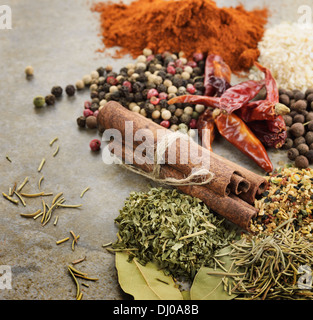 Assortimento di spezie,Immagine ravvicinata Foto Stock