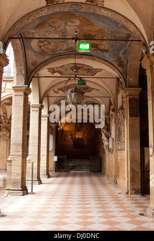 Biblioteca comunale dell'Archiginnasio, Bologna, Italia. Foto Stock