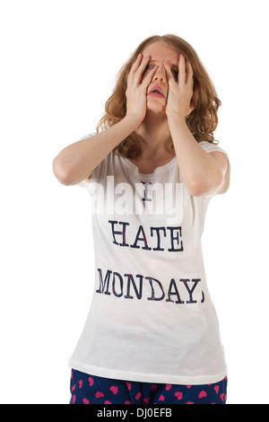 Giovane donna è odiare il lunedì Foto Stock