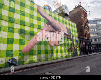 Arte di strada da Martin Ron in segno di protesta di del cull di badgers a Londra in Inghilterra Foto Stock