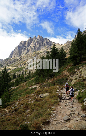 Escursioni nella valle del Restonica, Corte, Corsica, Francia Foto Stock