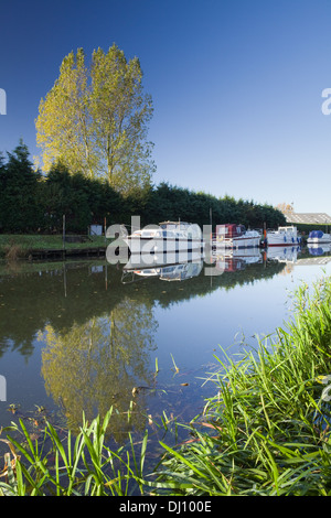 Barche ormeggiate a Brigg Marina sul fiume Ancholme in Lincolnshire settentrionale Foto Stock