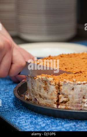 Torta di miele con ciliegie in zucchero a velo Foto Stock