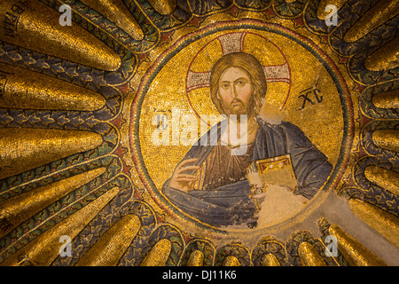 Murale / mosaico all'interno Chiesa del Santissimo Salvatore a Chora - Istanbul, Turchia. Foto Stock