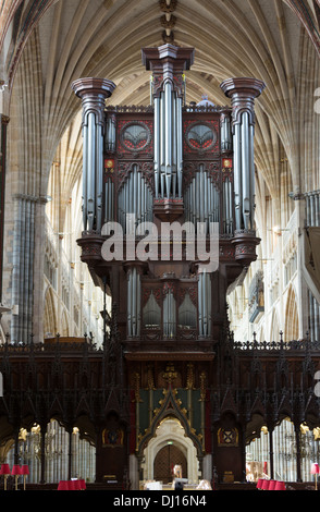 La Cattedrale di Exeter, l'organo Foto Stock