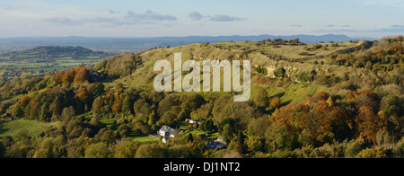 La vista di Crickley Hill da Barrow svegliarsi a Birdlip GLOUCESTERSHIRE REGNO UNITO Foto Stock