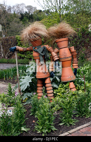 FLOWERPOT SCARECROWS A RHS ROSEMOOR. DEVON REGNO UNITO. Foto Stock