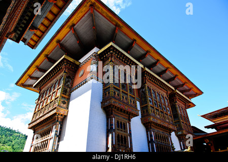 Punakha Dzong,la testa del clero di Bhutan con il suo entourage di monaci buddisti trascorrere l'inverno in questo Dzong,dintorni Foto Stock