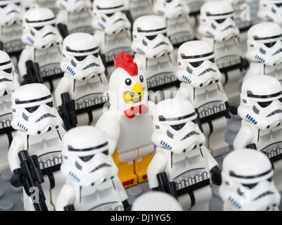 Lego Star Wars Minifigure tuta di pollo / Storm Troopers Foto Stock