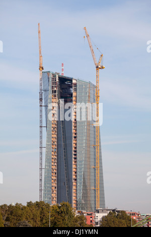 Nuovo construrion della BCE Banca centrale europea, Francoforte Hesse, Germania, Europa Foto Stock