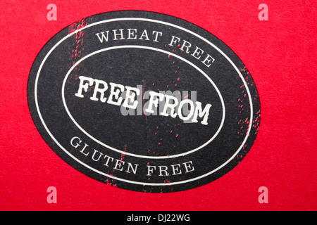 Libero a partire dal grano free senza glutine simbolo informazioni logo sulla confezione di Tesco Finest cookie Foto Stock
